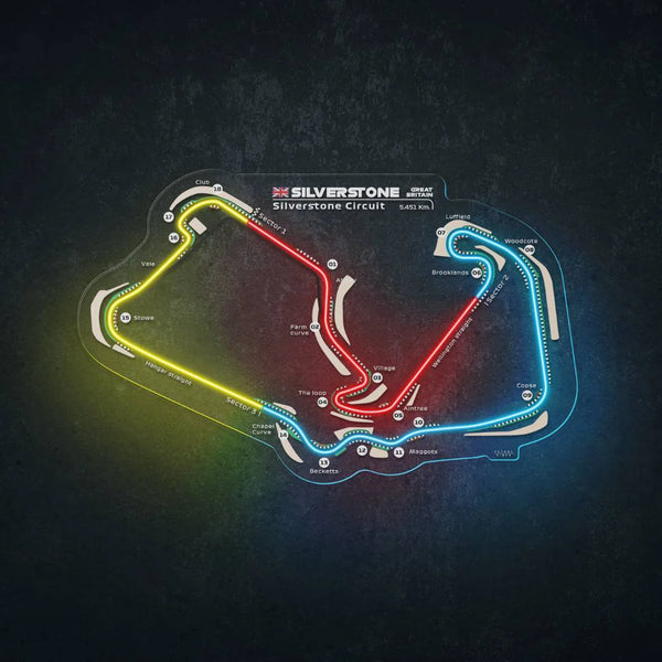 Silverstone F1 Circuit Neon Track Light – LED Wall Art (UK Grand Prix)