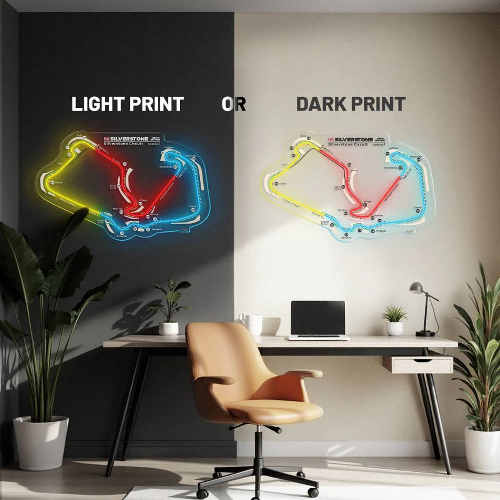 Silverstone F1 Circuit Neon Track Light – LED Wall Art (UK Grand Prix)