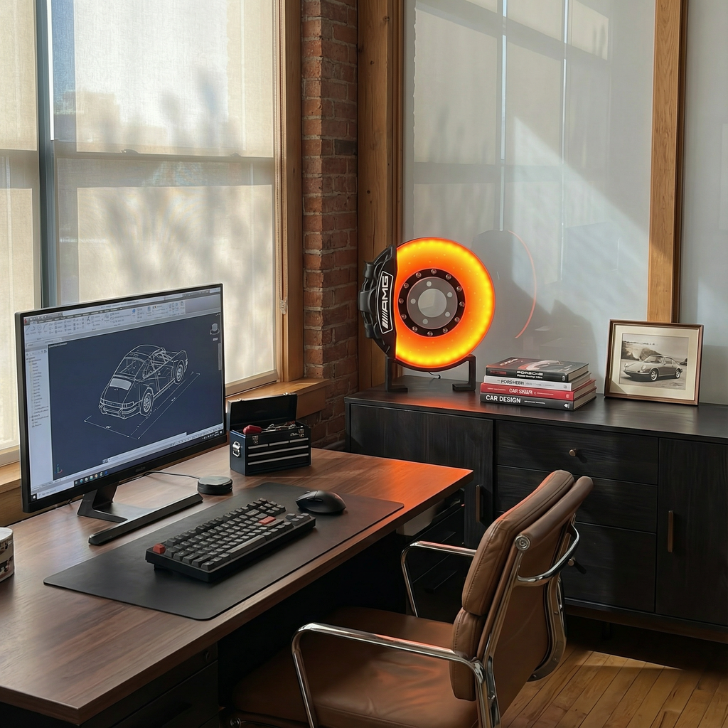 RotorBurn™ Desk Lamp — High-Performance Brake Disc Ambient Lamp